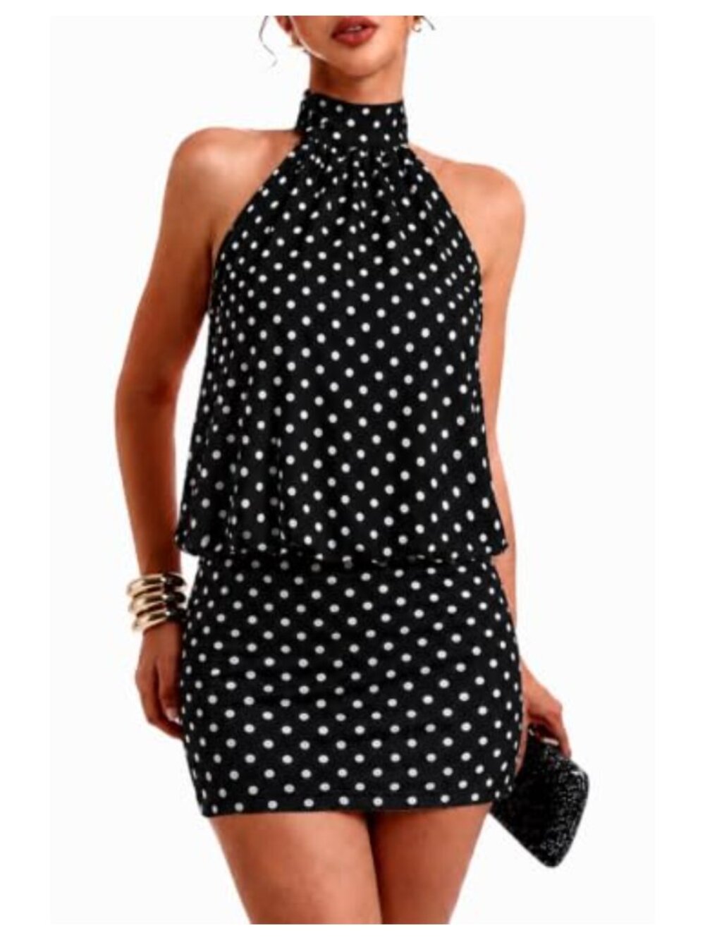 Backless Halter Bodycon Mini Dress Ruched Party Club Dress